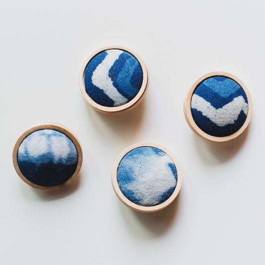 Cyanotype Wooden Brooch 1 Pcs