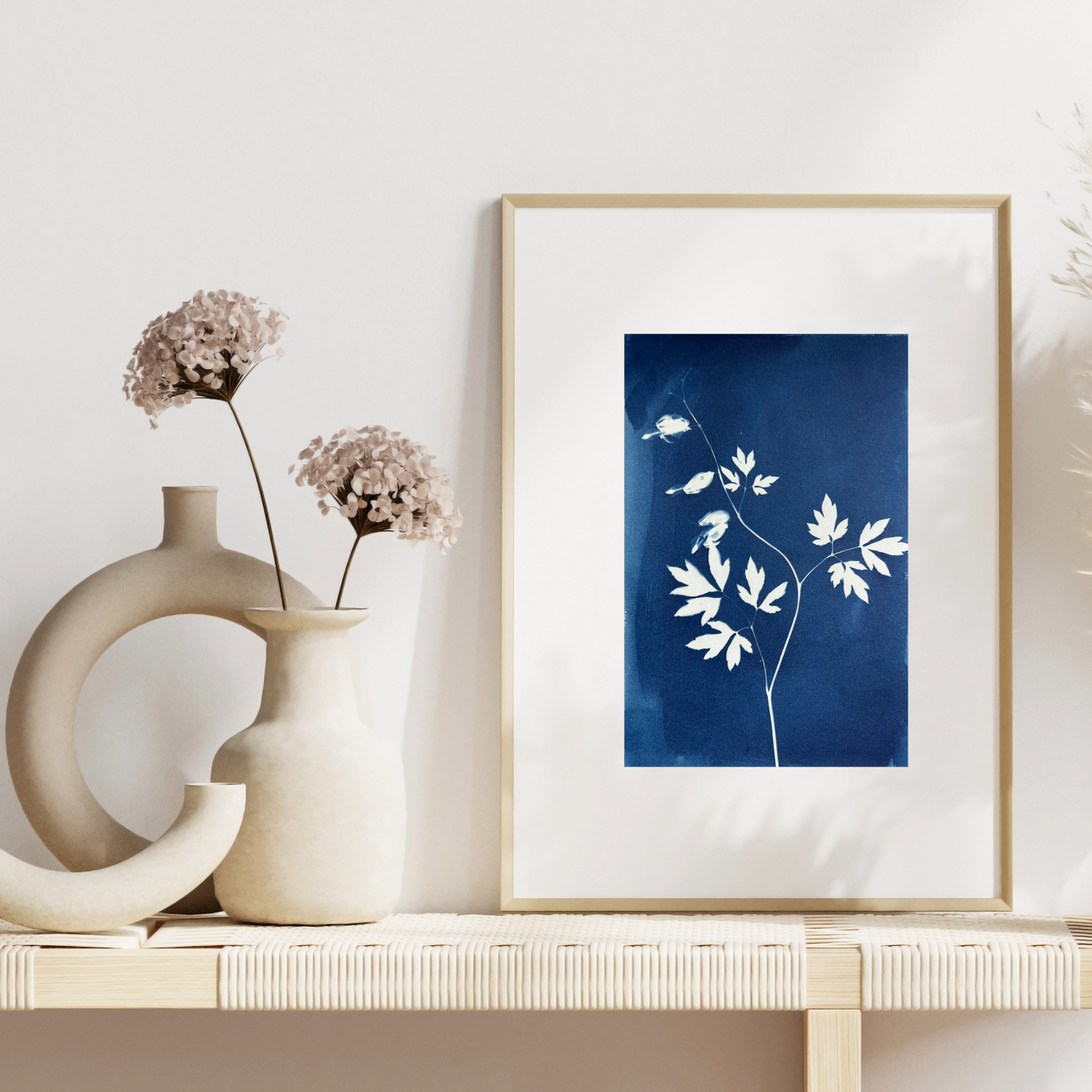 cyanotype print art for bedroom